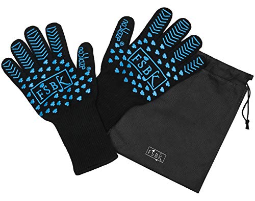 FSBK NoBlaze Oven Gloves Extreme OutdoorIndoor Cooking Gloves Useful for BBQ fire pits and hot Dishes  Up to 1472F Heat Resistance for Hardcore Grilling