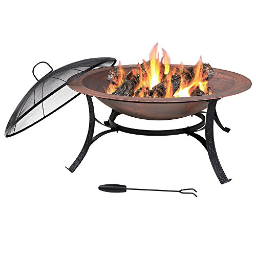 Sunnydaze Cast Iron Bowl Fire Pit With Copper Finish 31 Inch Diameter