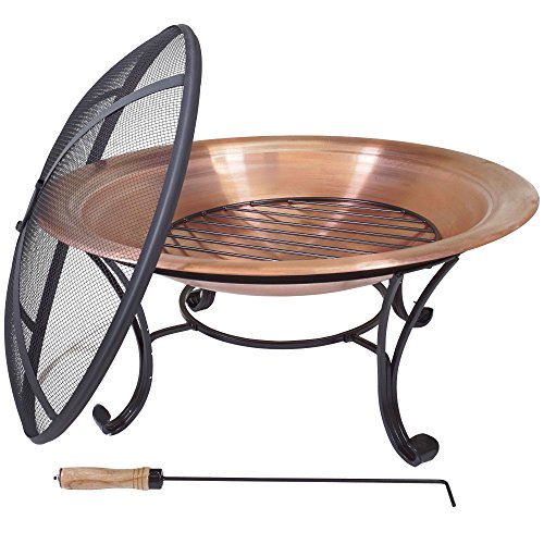 Titan 29&rdquo Lw Copper Outdoor Fire Pit Table Bowl Backyard Firepit 29 Diameter
