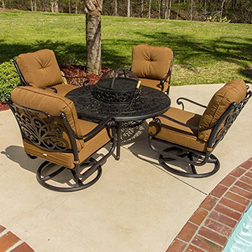 Lakeview Outdoor Designs Evangeline 4 Person Patio Deep Seating With Bbqfire Pit Table And Ice Bucket Insert