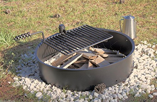 24 Steel Fire Ring with Cooking Grate Campfire Pit Park Grill