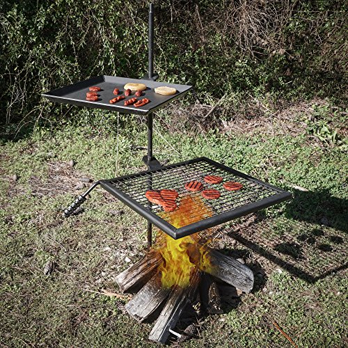 Titan Campfire Adjustable Swivel Grill Fire Pit Cooking Grate Griddle Plate Bbq
