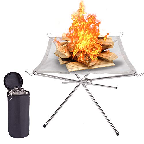 SUCHDECO Portable Fire Pit Outdoor - 2020 New Upgrade 165 Inch Camping Fire Pit Foldable Mesh Fire Pits Portable Fireplace for Camping Outdoor Patio Backyard and Garden