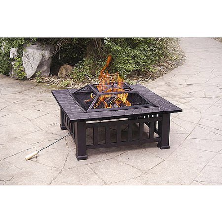 Axxonn 32 Alhambra Outdoor Wood Bruning Fire PitTable with Cover on Sale Black