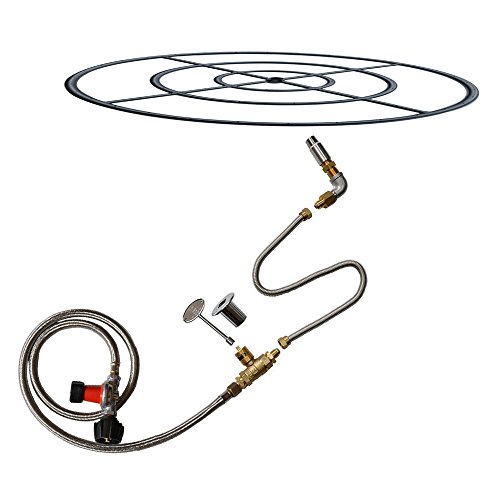 Stanbroil LP Propane Gas Fire Pit Burner Ring Installation Kit Black Steel 30-inch