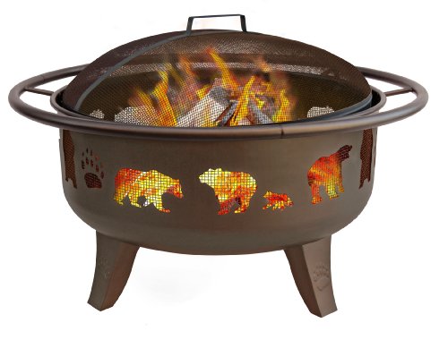 Landmann 23875 Fire Dance Bear And Paw Fire Pit 30-inch Metallic Brown