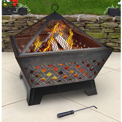 Landmann 25282 Barrone Fire Pit With Cover 26-inch Antique Bronze