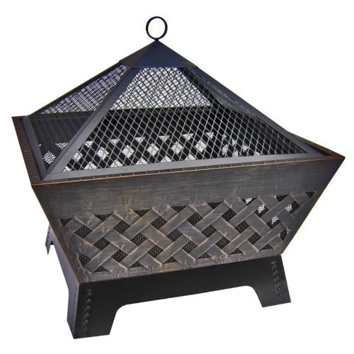 Premium Patio Fire Pit Outdoor Grill Landmann Wood Burning Grate For Backyard Cooking In Modern Rectangle Small