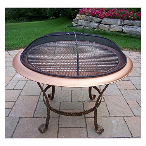 Oakland Living 30 in Round Antique Bronze Fire Pit with Grill - Antique Bronze