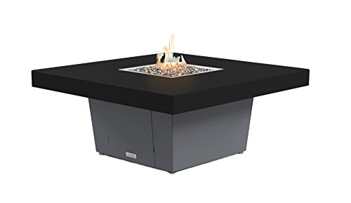 COOKE Parkway Square Fire Pit Table - 48 x 48 - Chat Height - Natural Gas - Black Powdercoat Top - Grey Texture Powdercoat Base