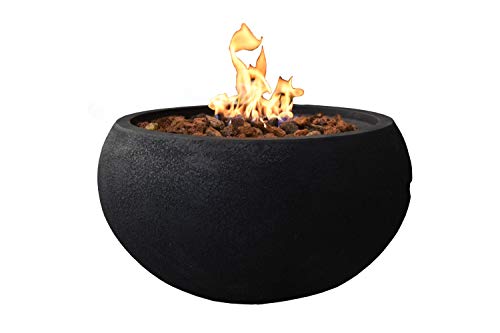 MODENO York Concrete Natural Gas Fire Bowl Outdoor Fire Pit TableFire BowlPatio Furniture 40000 BTU Auto-Ignition Stainless Steel Burner Lava Rock Included PVC Cover Included
