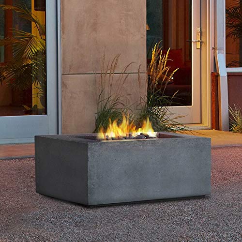 Square Natural Gas Fire Table Glacier Gray Grey Concrete Composite Powder