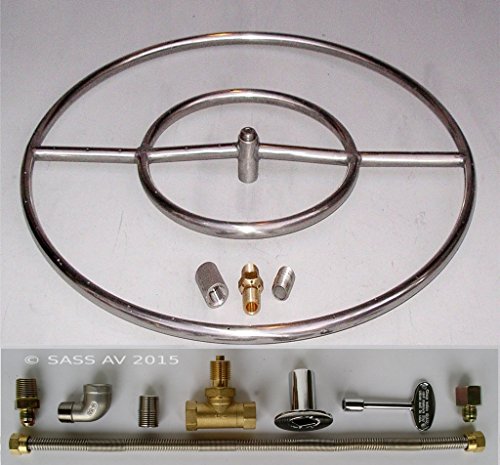 24" Lp Propane Stainless Steel Fire Pit Ring Burner Kit Whistle Free