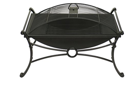 19 Rectangular Design Bronze Black Fire Pit with Spark Screen Guard