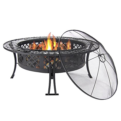 Sunnydaze 40 Inch Diamond Weave Large Fire Pit with Spark Screen