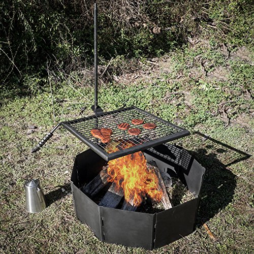 Titan Adjustable Swivel Grill Campfire Cooking Grate 40&quot Fire Pit Ring Bbq