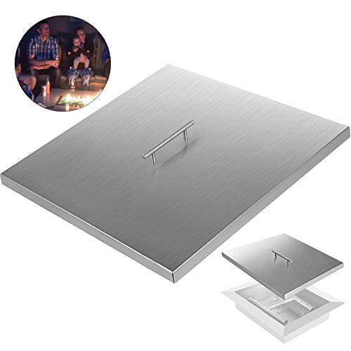 VBENLEM Fire Pit Lid 21x21 Inch 15mm Thick 430 Stainless Steel Fire Pit Cover Square Fire Pit Lid for Drop-in Fire Pit Pan