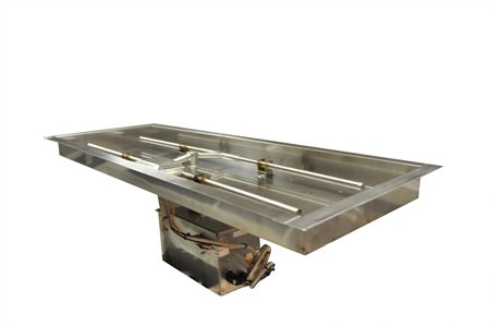24X12SSHWI-HLP 24X12in Rectangular Bowl Pan Complete Electronic Ignition Firepit Insert for LP