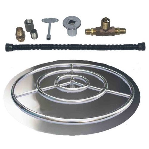 Dreffco 36&quot Lp Stainless Steel Burner Pan And Ring Complete Fire Pit Kit