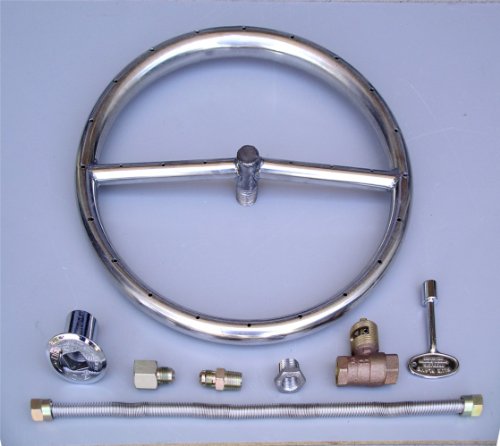 Fire Pit Ring 12 Diameter Stainless Steel Burner Single Ring Kit with Connectors
