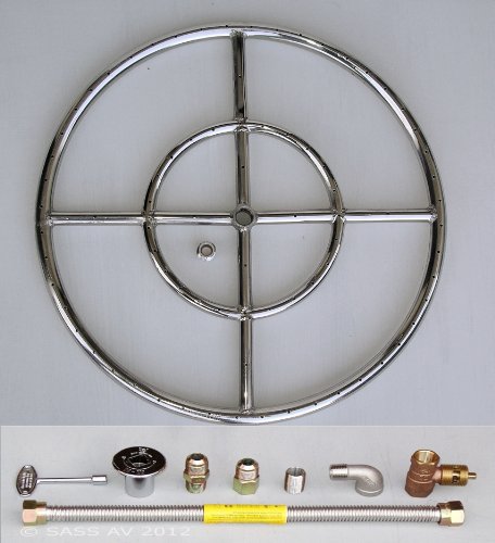 Fire Pit Ring 18 Diameter Stainless Steel Rich Flame Burner Ring Kit with Connectors
