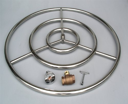 Fire Pit Ring High Capacity Triple Ring 30 Diameter Stainless Steel Burner Ring wth 34 valve