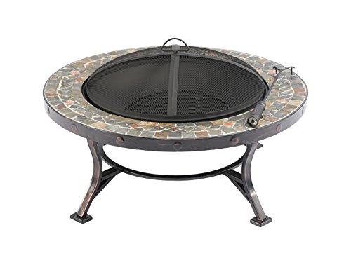 Baner Garden 34 F13 Round Portable Backyard Outdoor Garden Patio Stove Steel Firepit with Guard Top