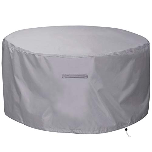 Amolliar Gas Fire Pit CoverTable Cover Round - Premium Patio Outdoor Cover Heavy Duty Fabric with PVC Coating100 WaterproofAnti-CrackFits 36 inch35 inch 34 inch Fire PitGrey36 Dia X 24H