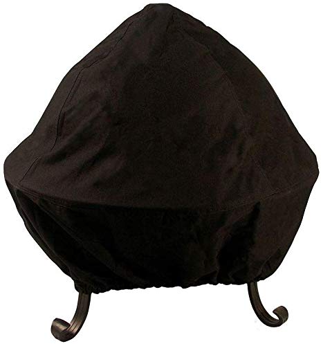 Catalina Creations All Weather Outdoor Black Vinyl Fire Pit Cover with Double Stitched Seams Elastic Band for Standard or Easy Access Spark Screens Fits Up to 40 firepits