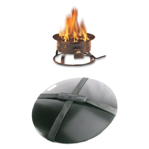 Heininger 58000 BTU Portable Propane Outdoor Fire Pit and Cover with Carrying Handle