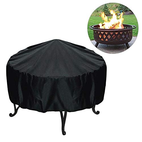 PROKTH Round Fire Pit Cover Waterproof and Weather Resistant Cover with Drawstring Closure for Outdoor