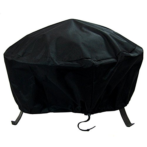 Sunnydaze Round Outdoor Fire Pit Cover - Waterproof and Weather Resistant Black Heavy Duty Vinyl PVC with Drawstring Closure - 30 Inch