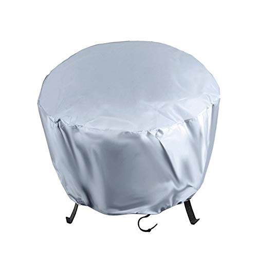 WXLAA Fire Pit Covert Outdoor Patio Fireplace Accessories Waterproof Dustproof Round Table Cover Shield Heavy Duty Polyester with Drawstring Bag Grey 85 x 40cm