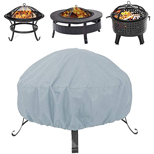 haptern Outdoors Fire Pit CoverWaterproof PVC Dustproof Tear Resistant Furniture CoverFeatures Elasticated Hem with Drawstrings Pretty Good Easy to use