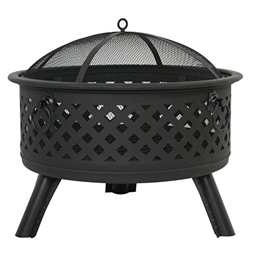 26 Outdoor Fire Pit Wood Burning Fireplace Patio Backyard Heater Steel Bowl Firepit w Cover