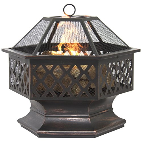 BCP Hex Shaped Fire Pit Outdoor Home Garden Backyard Firepit Bowl Fireplace