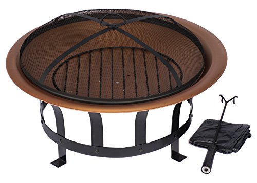 Hio 30-inch Outdoor Firepit - Includes Protective Cover Safety Poker Stick Ideal For Home Garden Backyard
