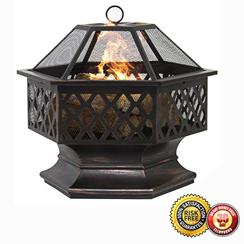 New BCP Hex Shaped Fire Pit Outdoor Home Garden Backyard Firepit Bowl Fireplace