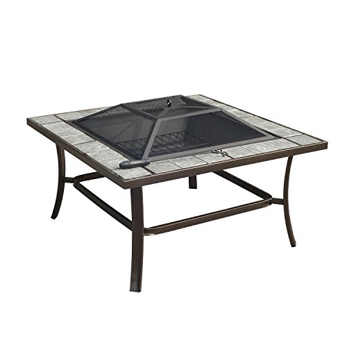 Outsunny Square Outdoor Backyard Patio Firepit Table 36-inch