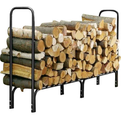 Ainfox 4feet 8feet Outdoor Heavy Duty Steel Firewood Log Rack Wood Storage Holder Only Black 8feet