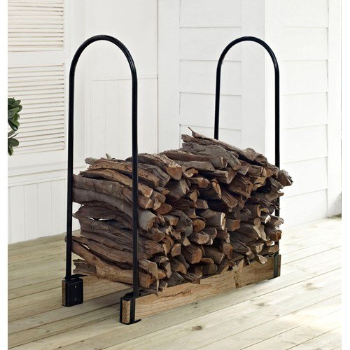 Crosley Hartman Adjustable Firewood Storage Rack Black