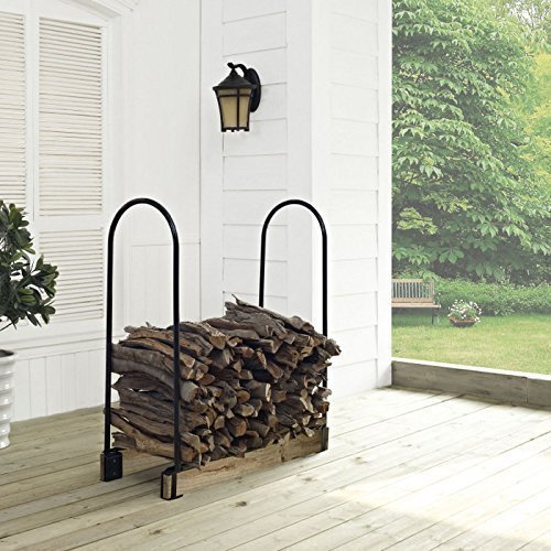 Crosley Hartman Adjustable Firewood Storage Rack Black by Crosley