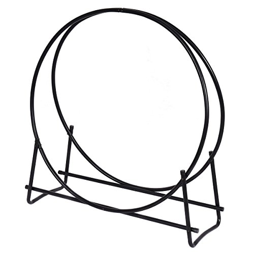 GoplusÂ 40-Inch Tubular Steel Log Hoop Firewood Storage Rack Holder Round Display