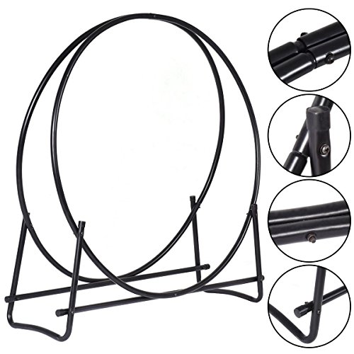 MasterPanel - 40-Inch Tubular Steel Log Hoop Firewood Storage Rack Holder Round Display TP3284