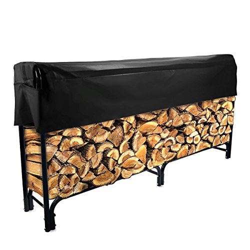 Outdoor Firewood Rack Log Rack Wood Storage With Cover 8ft