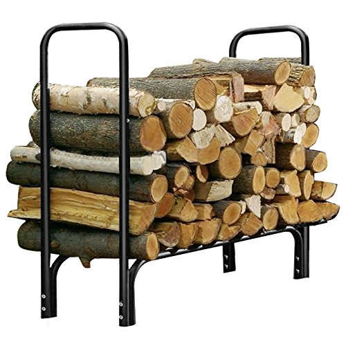 Yaheetech Outdoor Log Rack Steel Firewood Storage Holder Black 4-feet