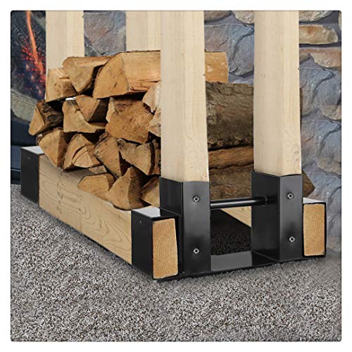 Hstore Firewood Log Rack Bracket Kit Heavy Duty IndoorOutdoor Fire Pit Fireplace Wood Storage Stand Holder Accessory Adjustable to Any Length