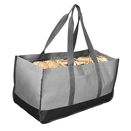 Nuxn Free-Standing Firewood Log Carrier Bagâ€Heavy Duty Wood Tote Bag with Handle for Fireplaces Wood Stoves Carrying Bag Fireplace Wood Holder Outdoor