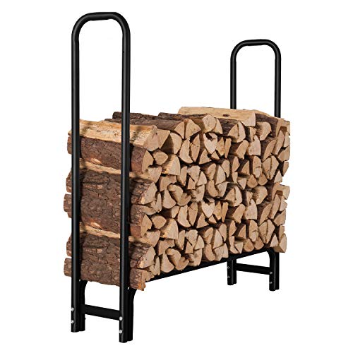ORIENTOOLS 4-Feet Firewood Log Rack Fireplace Wood Holder for Indoor Outdoor Stand Steel Pile Stacker