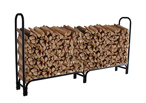 8 ft Outdoor Fire Wood Log Rack for Fireplace Heavy Duty Firewood Pile Storage Racks for Patio Deck Metal Log Holder Stand Tubular Steel Wood Stacker Outside Fire place Tools Accessories Black
